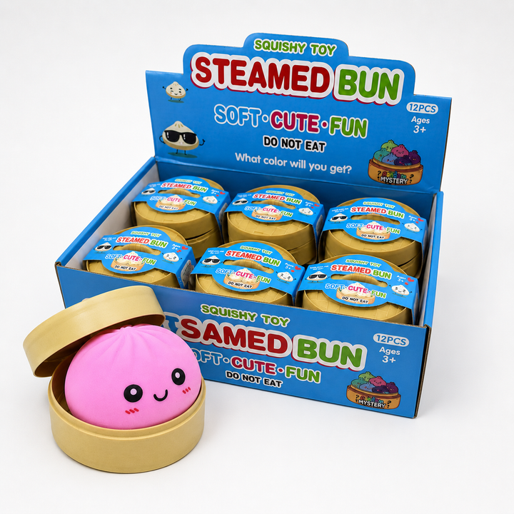 Cute Dumpling Squishy Stress Relief Toy with Steamer Box 🥟