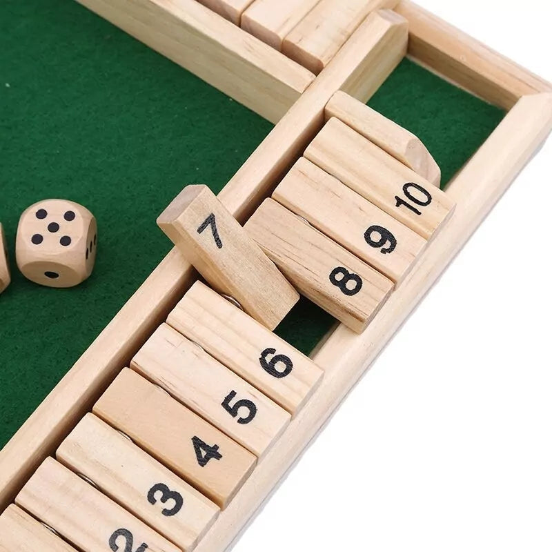4-Way Wooden Shut the Box Board Game Set with Wooden Dice | Educational Math Skill Toy, Family Game Night & Party Pub Game