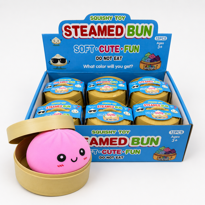 Cute Dumpling Squishy Stress Relief Toy with Steamer Box 🥟