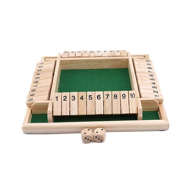4-Way Wooden Shut the Box Board Game Set with Wooden Dice | Educational Math Skill Toy, Family Game Night & Party Pub Game