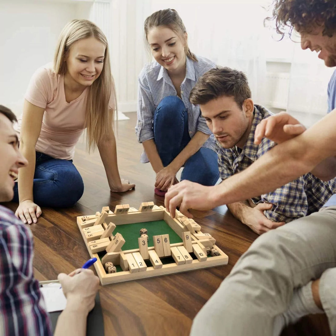 4-Way Wooden Shut the Box Board Game Set with Wooden Dice | Educational Math Skill Toy, Family Game Night & Party Pub Game