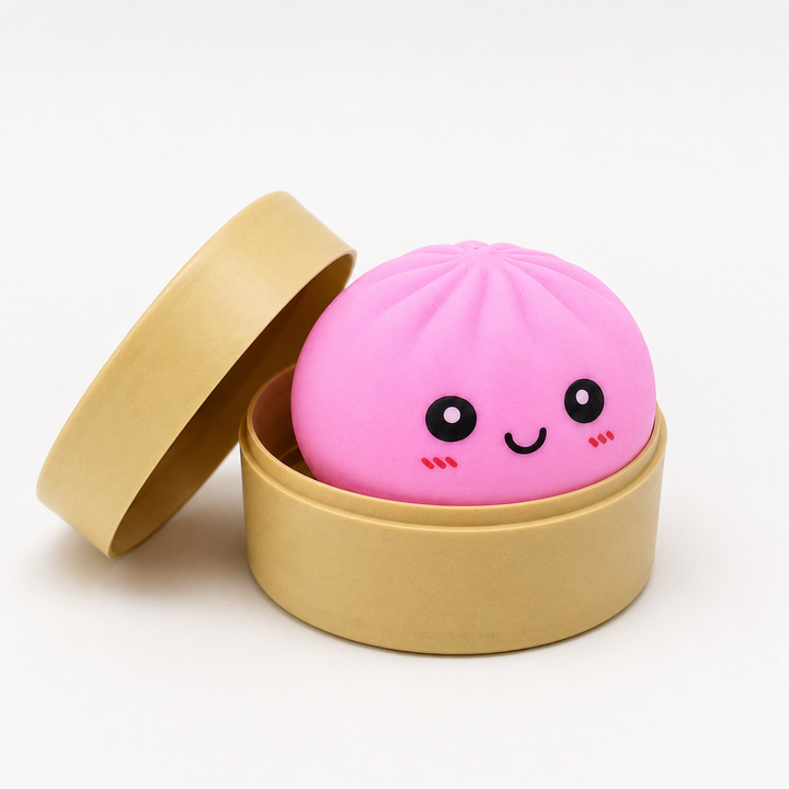 Cute Dumpling Squishy Stress Relief Toy with Steamer Box 🥟