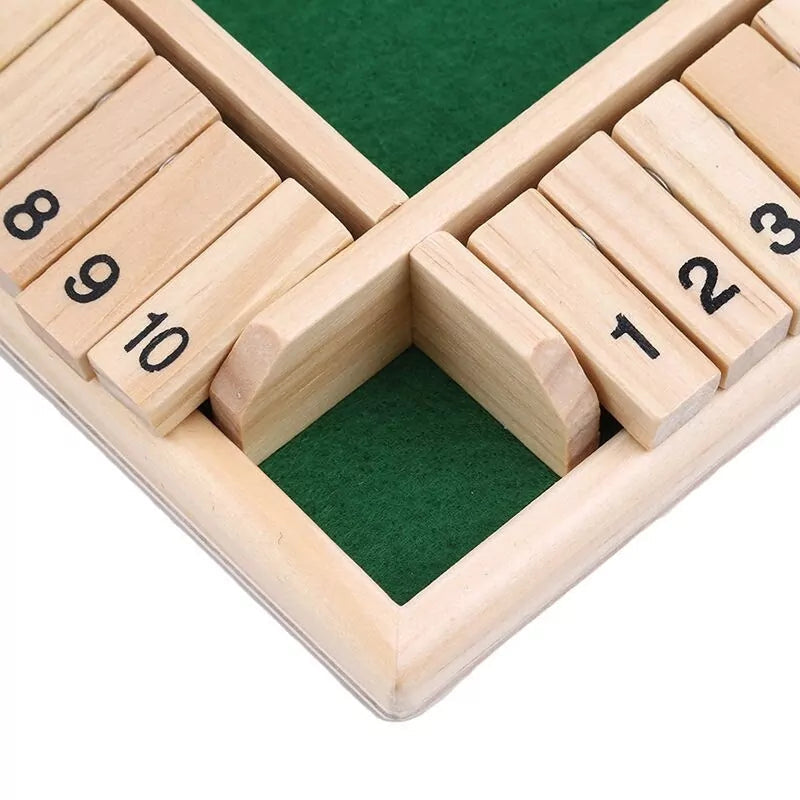4-Way Wooden Shut the Box Board Game Set with Wooden Dice | Educational Math Skill Toy, Family Game Night & Party Pub Game