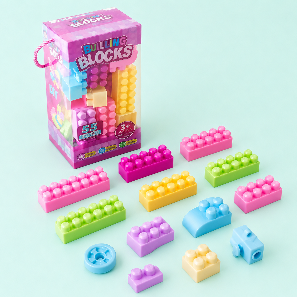 55 PCS Building Blocks Set for Kids – Colorful Creative Construction & Stacking Toy