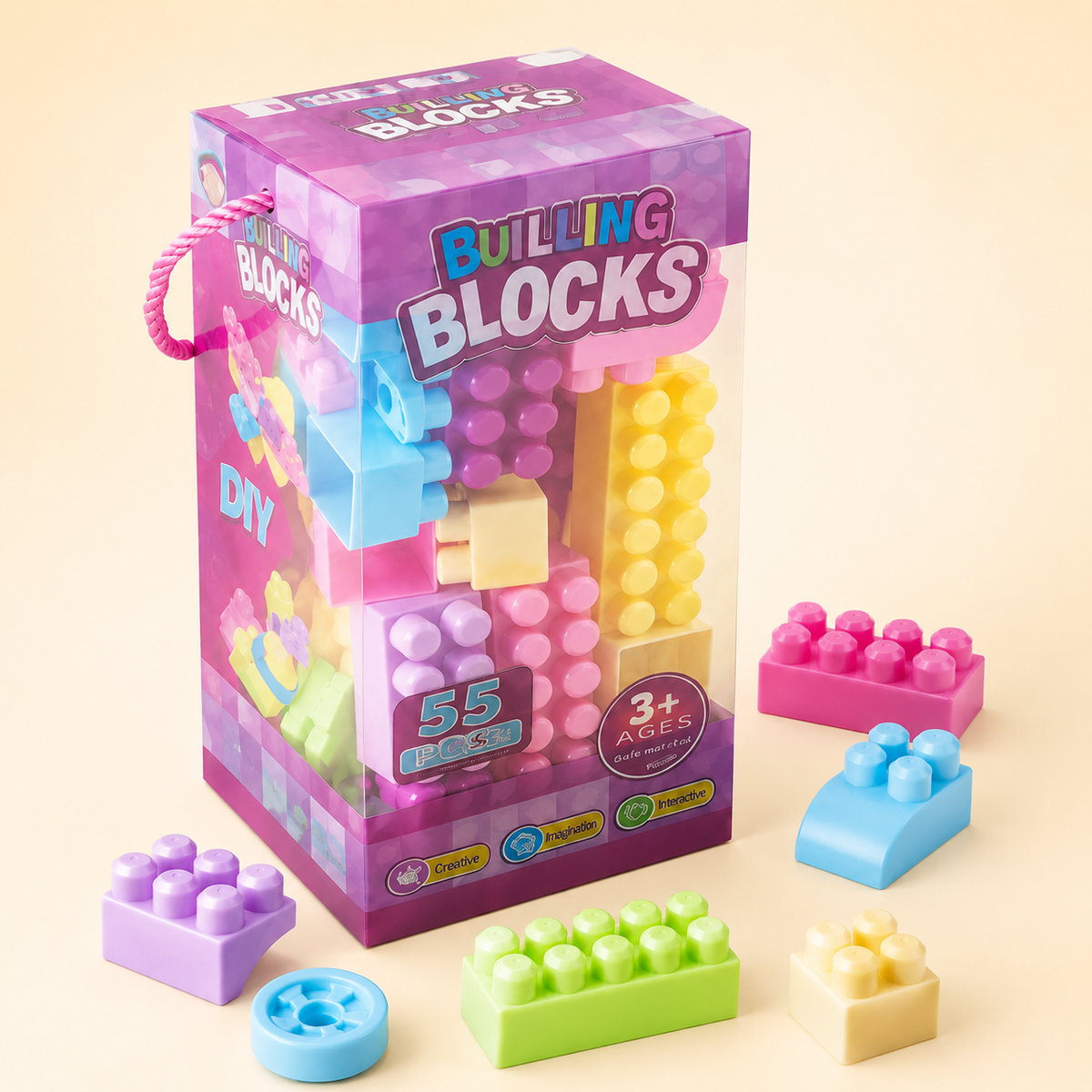 55 PCS Building Blocks Set for Kids – Colorful Creative Construction & Stacking Toy