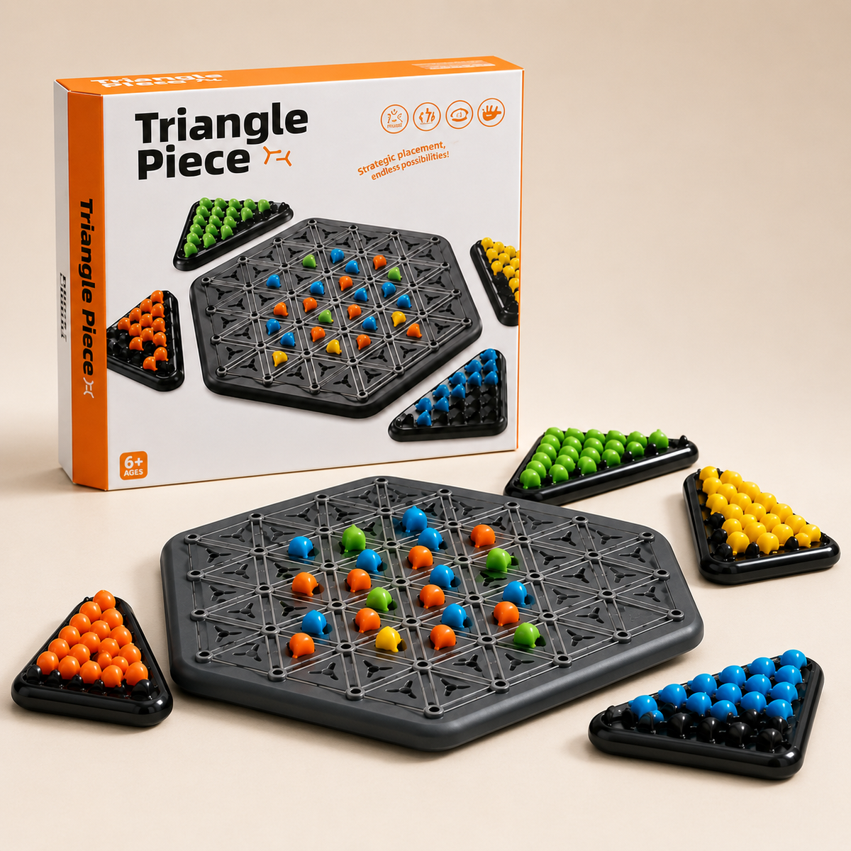 Triangle Piece Strategy Board Game for Kids – Colorful Tabletop Puzzle & Family Game