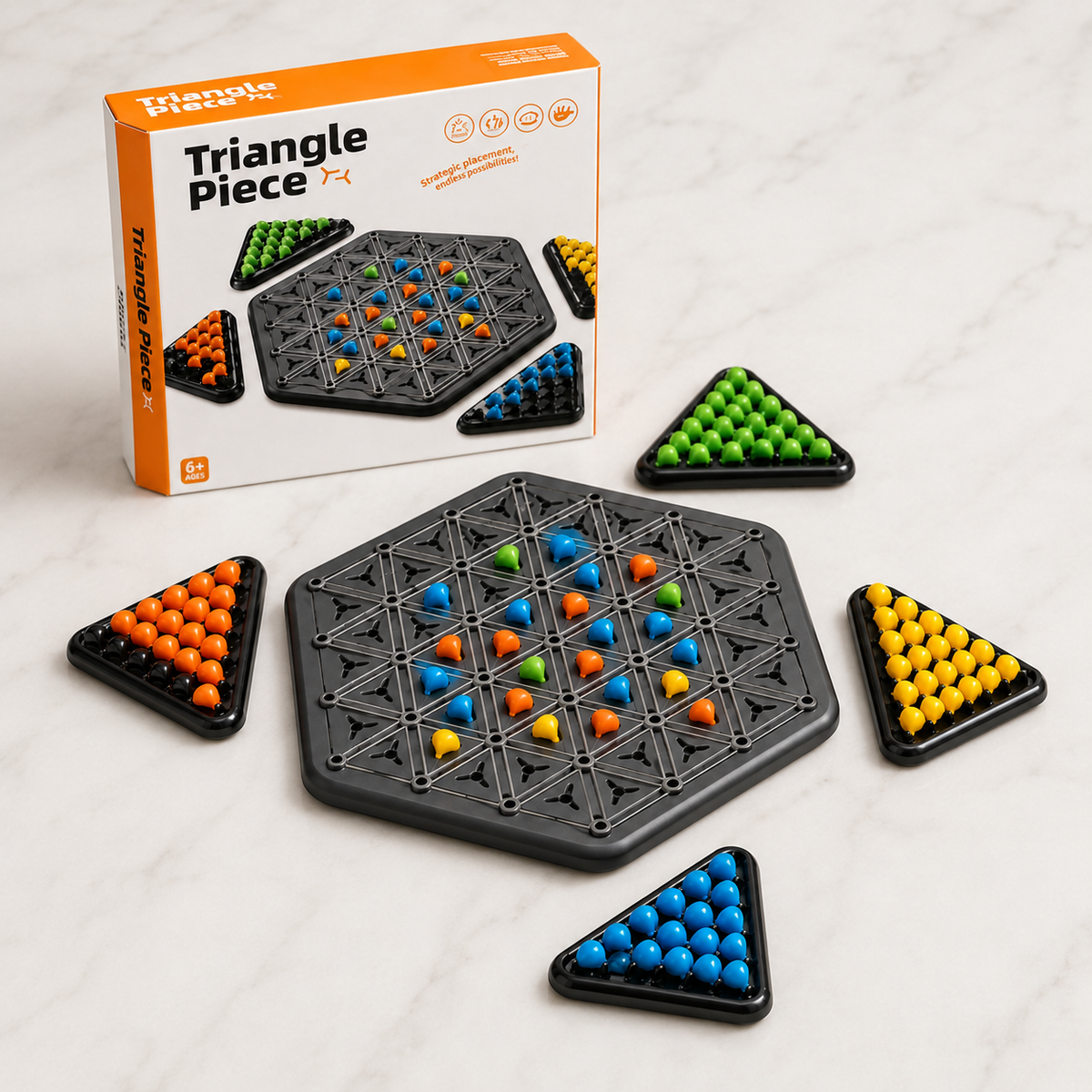 Triangle Piece Strategy Board Game for Kids – Colorful Tabletop Puzzle & Family Game