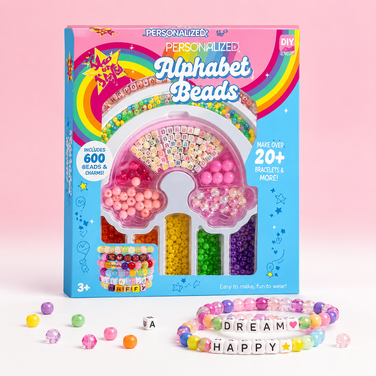 Alphabet Beads Craft Kit for Kids – 600+ Colorful Beads for Bracelets & Jewelry Making