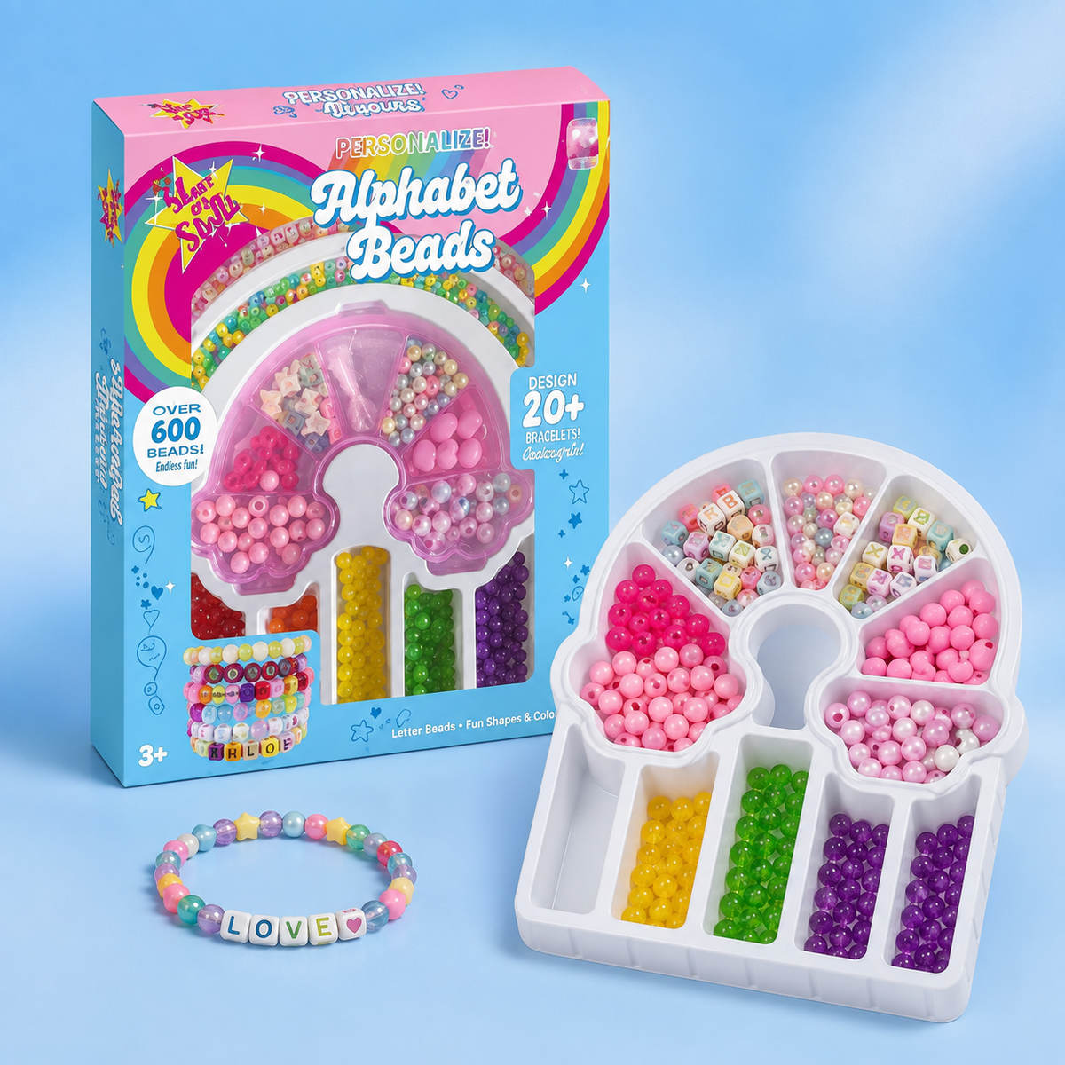 Alphabet Beads Craft Kit for Kids – 600+ Colorful Beads for Bracelets & Jewelry Making
