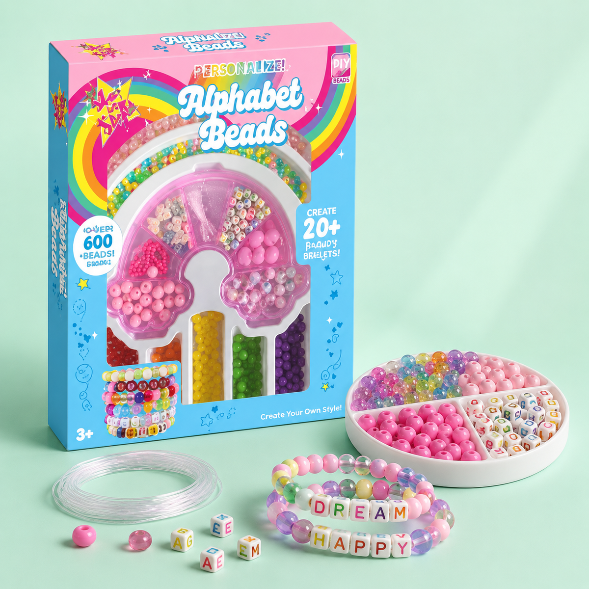 Alphabet Beads Craft Kit for Kids – 600+ Colorful Beads for Bracelets & Jewelry Making