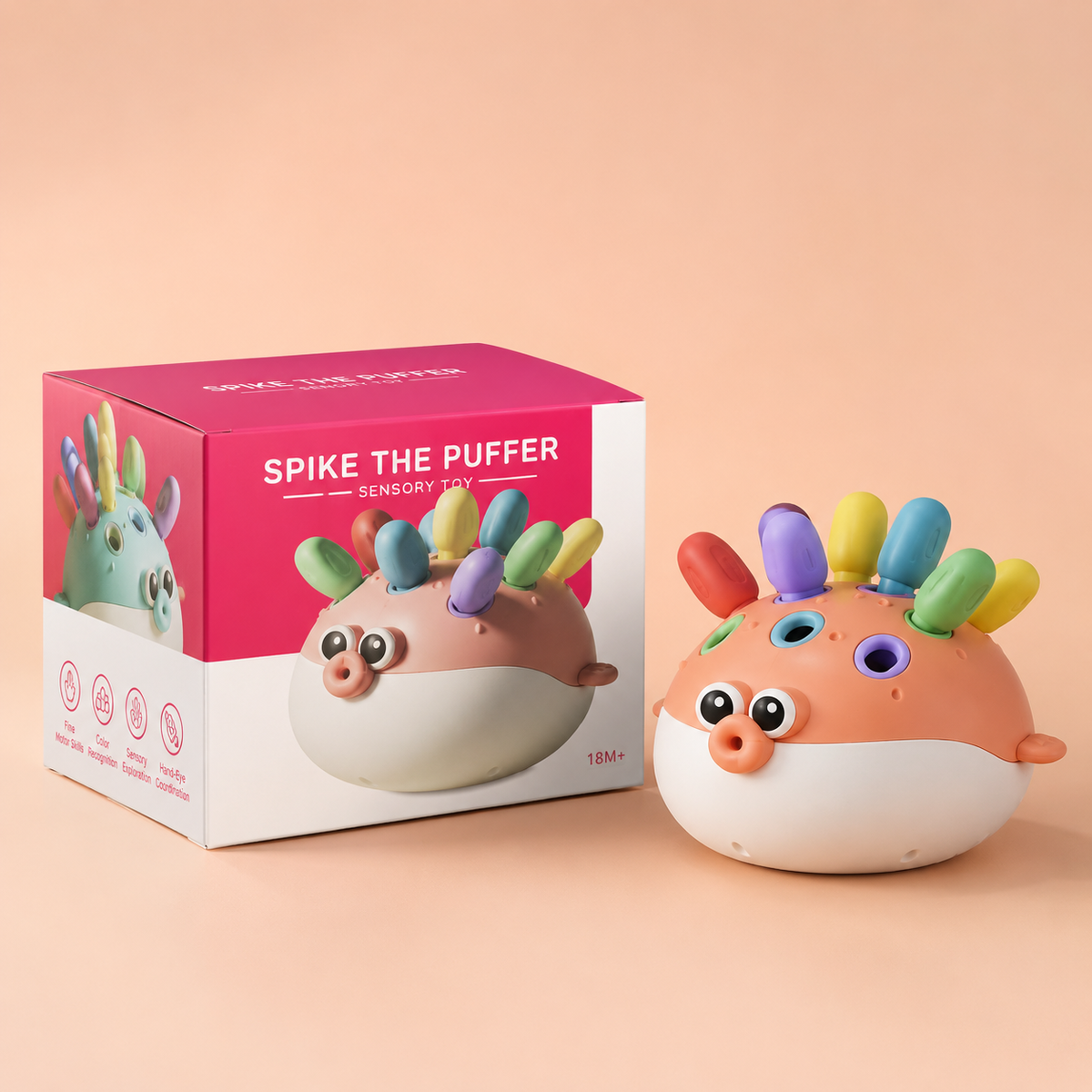 Spike The Puffer Sensory Toy for Kids – Colorful Tactile Fidget & Play Toy