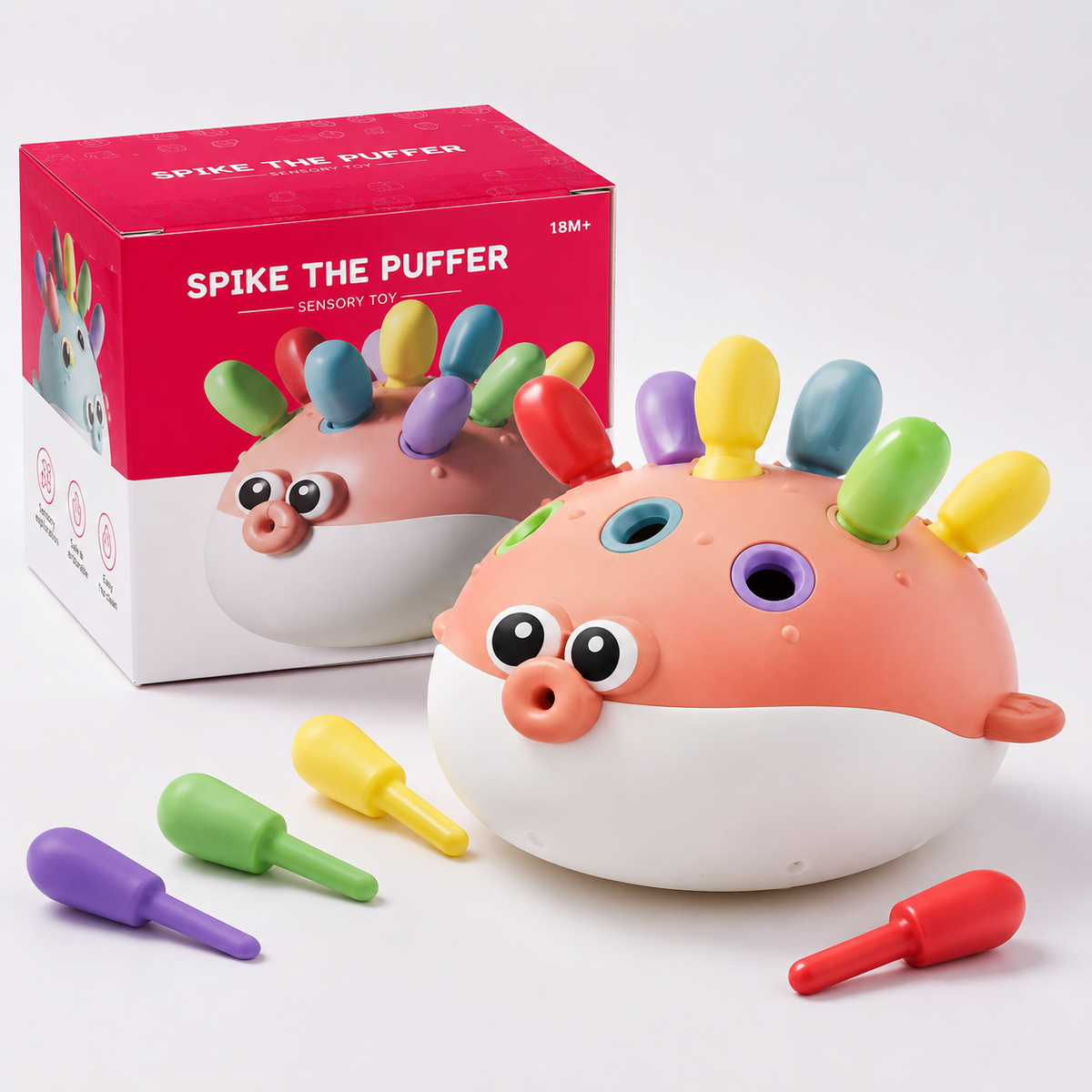 Spike The Puffer Sensory Toy for Kids – Colorful Tactile Fidget & Play Toy