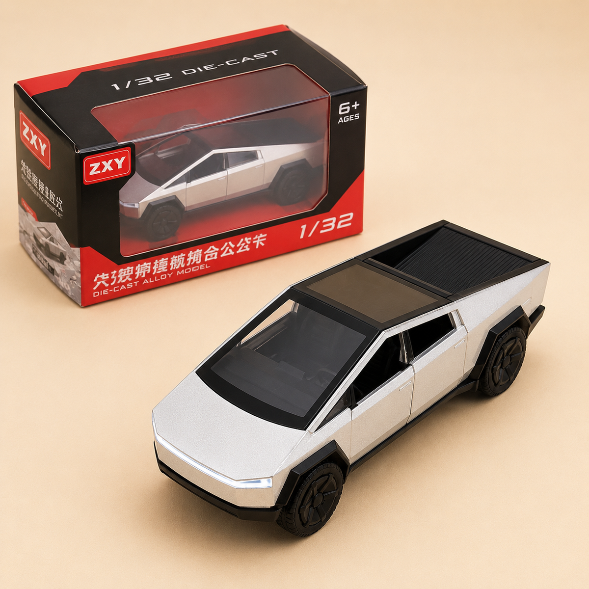 1/32 Die-Cast Tesla Pickup Model – Alloy Scale Vehicle with Opening Doors & Detailed Body