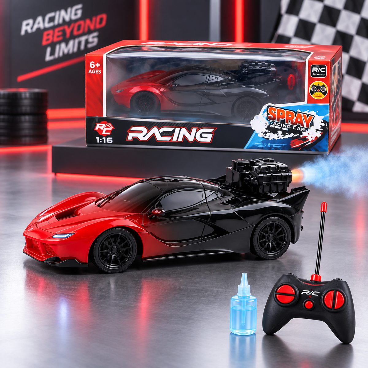 5998-59 RC Spray Racing Car with Lights & Rechargeable Battery