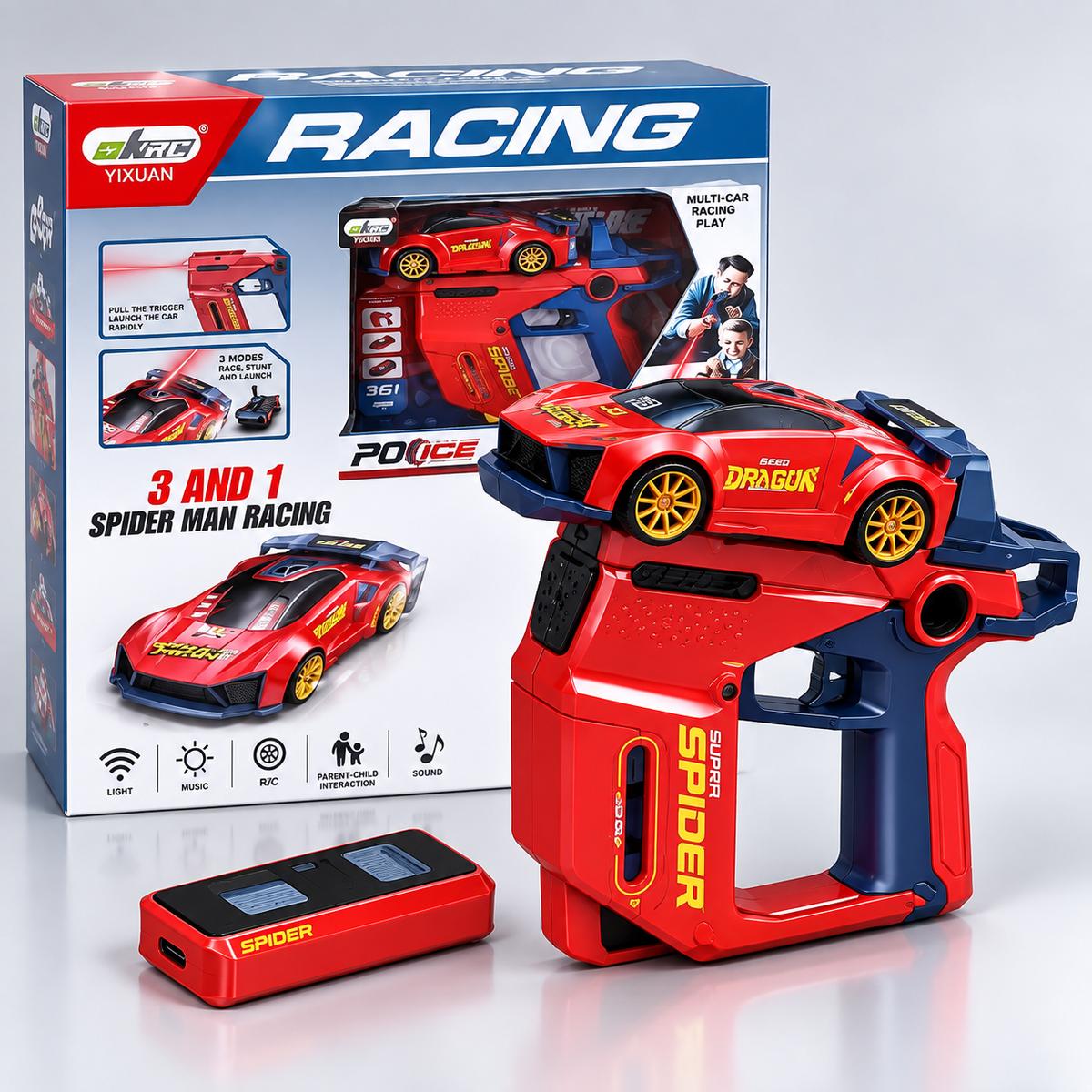 968 3-in-1 Spider Racing Car Launcher & Track Set