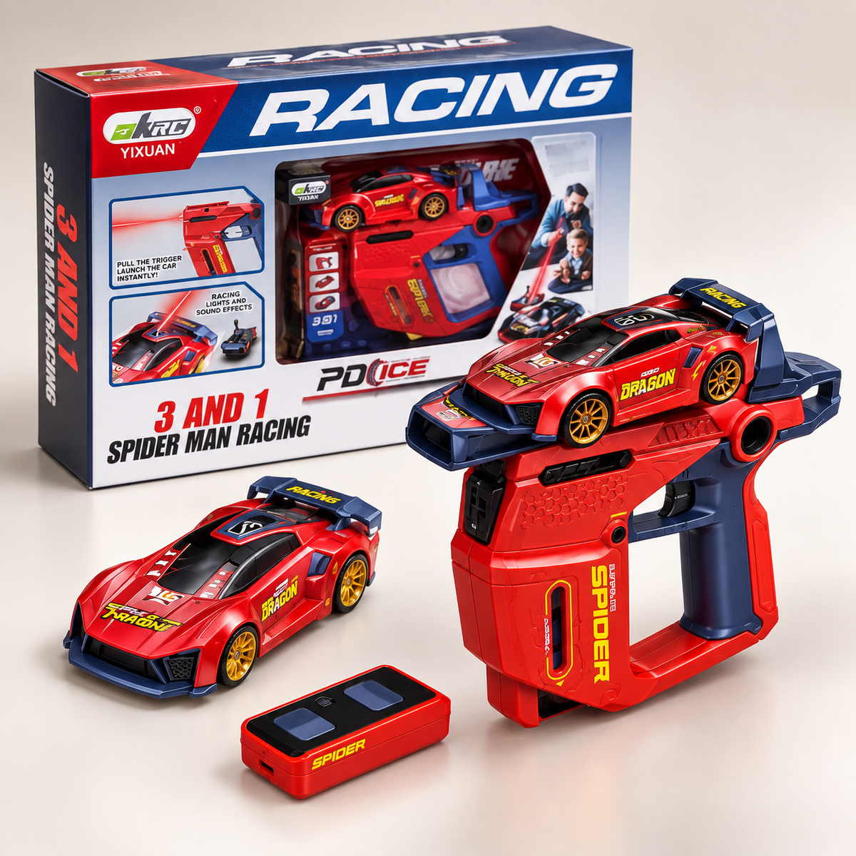 968 3-in-1 Spider Racing Car Launcher & Track Set