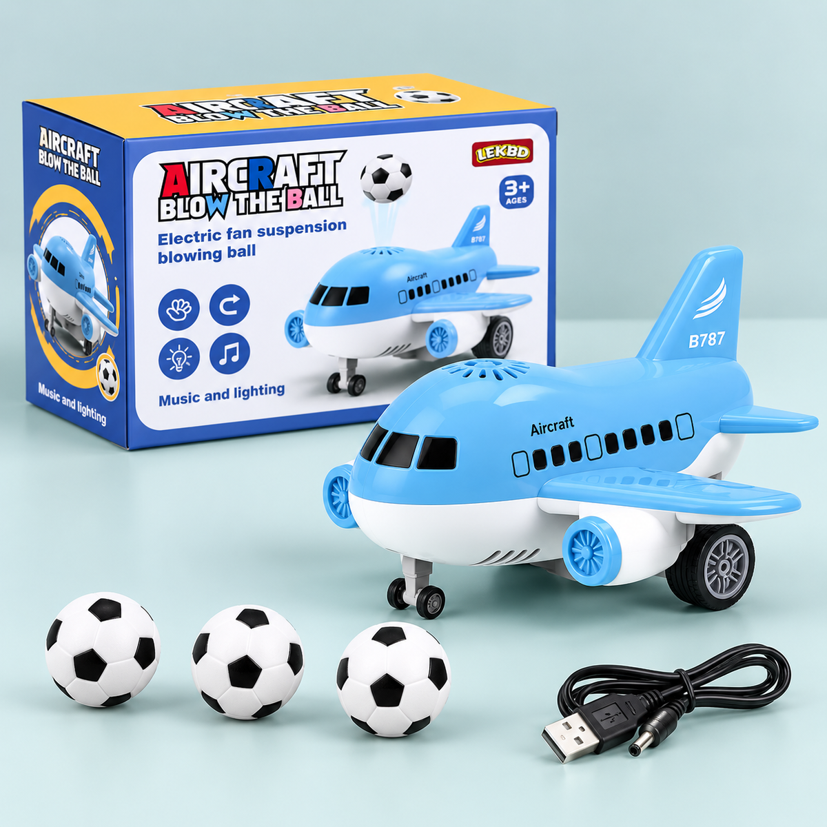 9938C Aircraft Blow the Ball Electric Toy Plane with Music & Lights