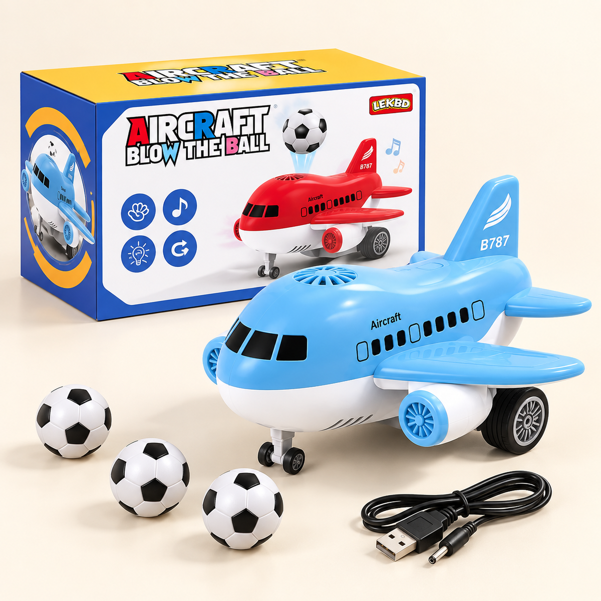 9938C Aircraft Blow the Ball Electric Toy Plane with Music & Lights