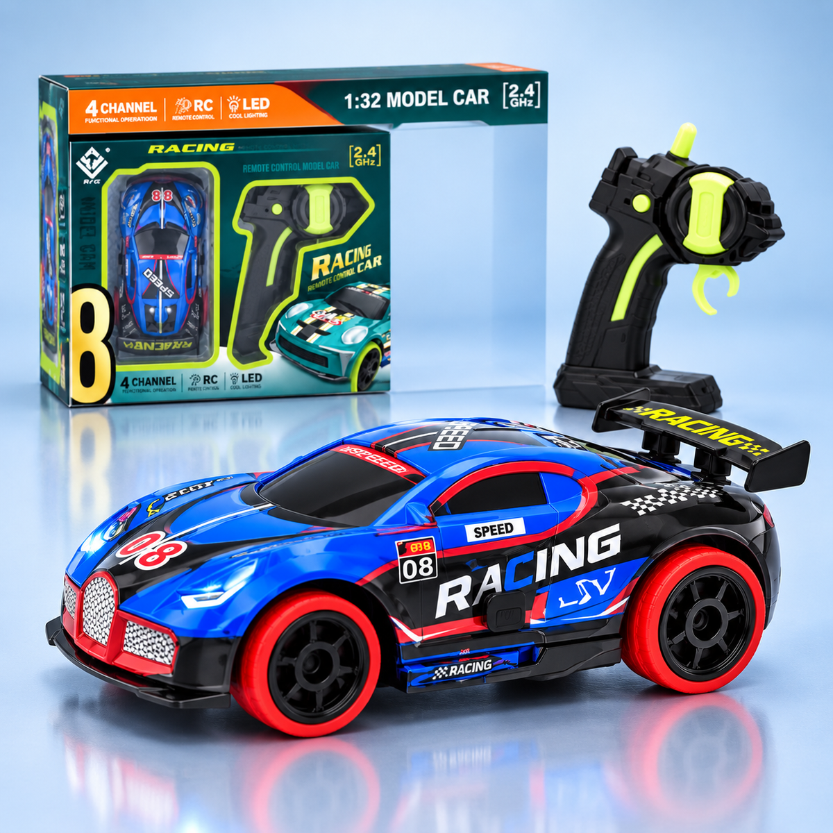 6168-7 1:32 2.4GHz 4-Channel RC Model Car with LED Lights