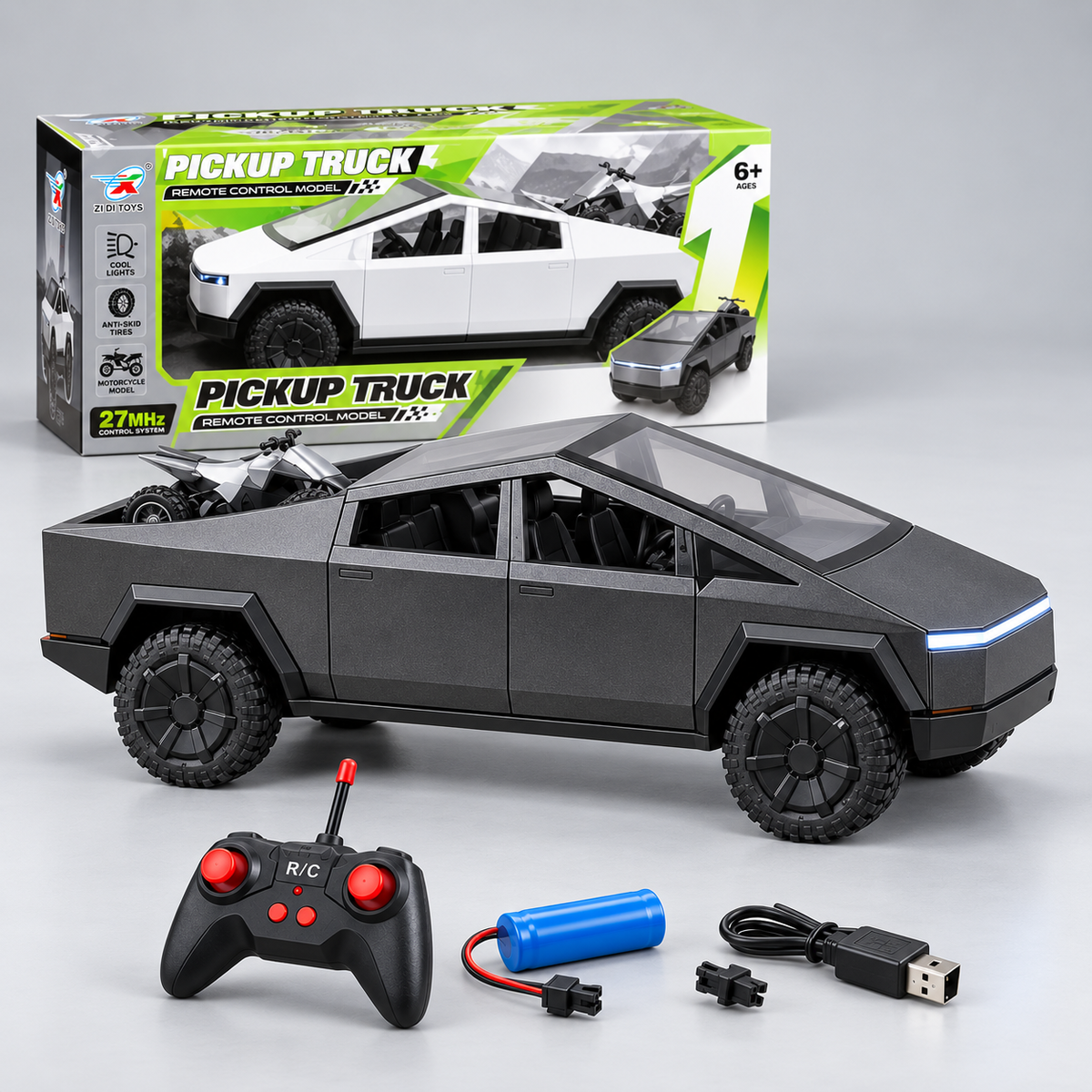 ZD777-4 Remote Control Pickup Truck with Lights & Anti-Skid Tyres