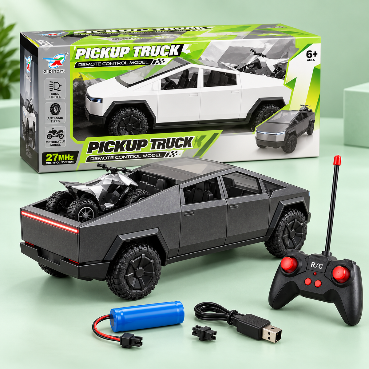 ZD777-4 Remote Control Pickup Truck with Lights & Anti-Skid Tyres