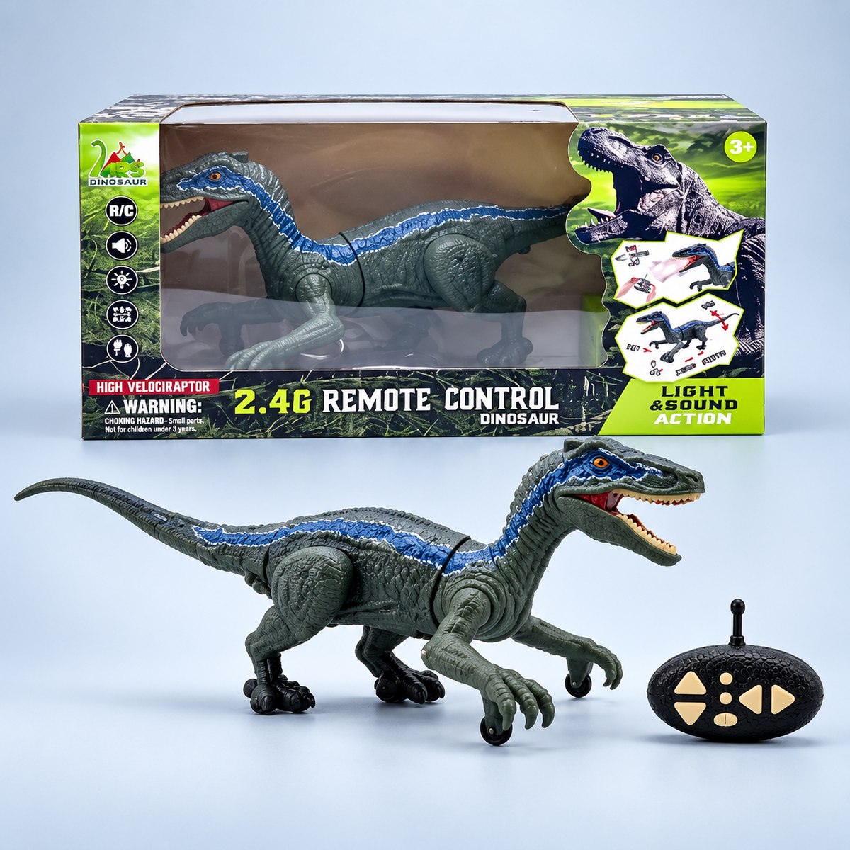 RS073 2.4G Remote Control Velociraptor Dinosaur Toy with Light & Sound