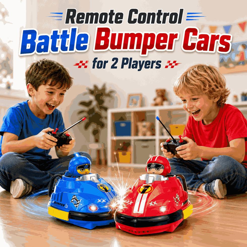 Two-player remote control battle bumper cars set in red and blue